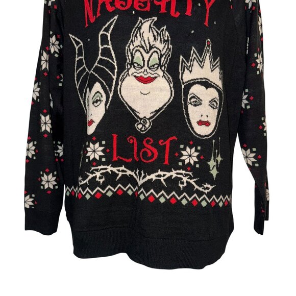 READ Rare Disney Villains Naughty List Sweater Womens XL Christmas Holiday Black - Picture 3 of 10